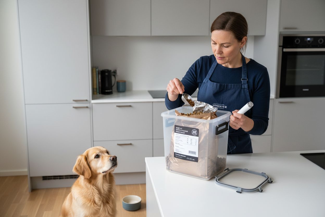 trygg oppbevaring hundefôr