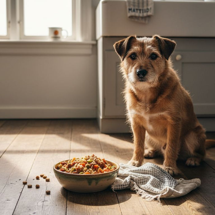 Hund klar for et sunt og naturlig måltid