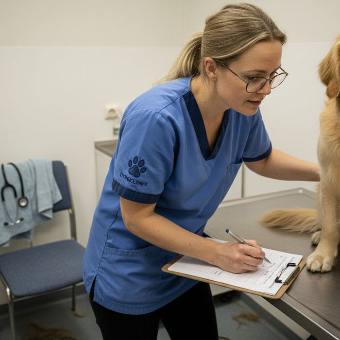 En veterinær undersøker om hunden kan ha glutenintoleranse.