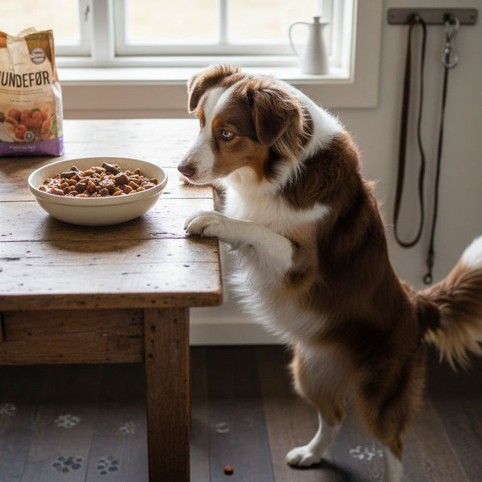 Hund klar for et sunt og proteinrikt måltid