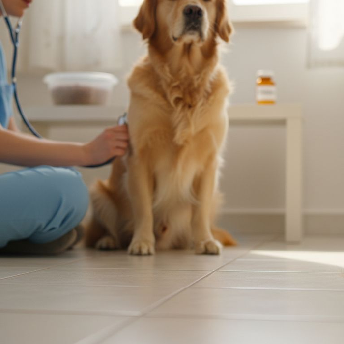 En hund blir undersøkt av veterinæren på klinikken.