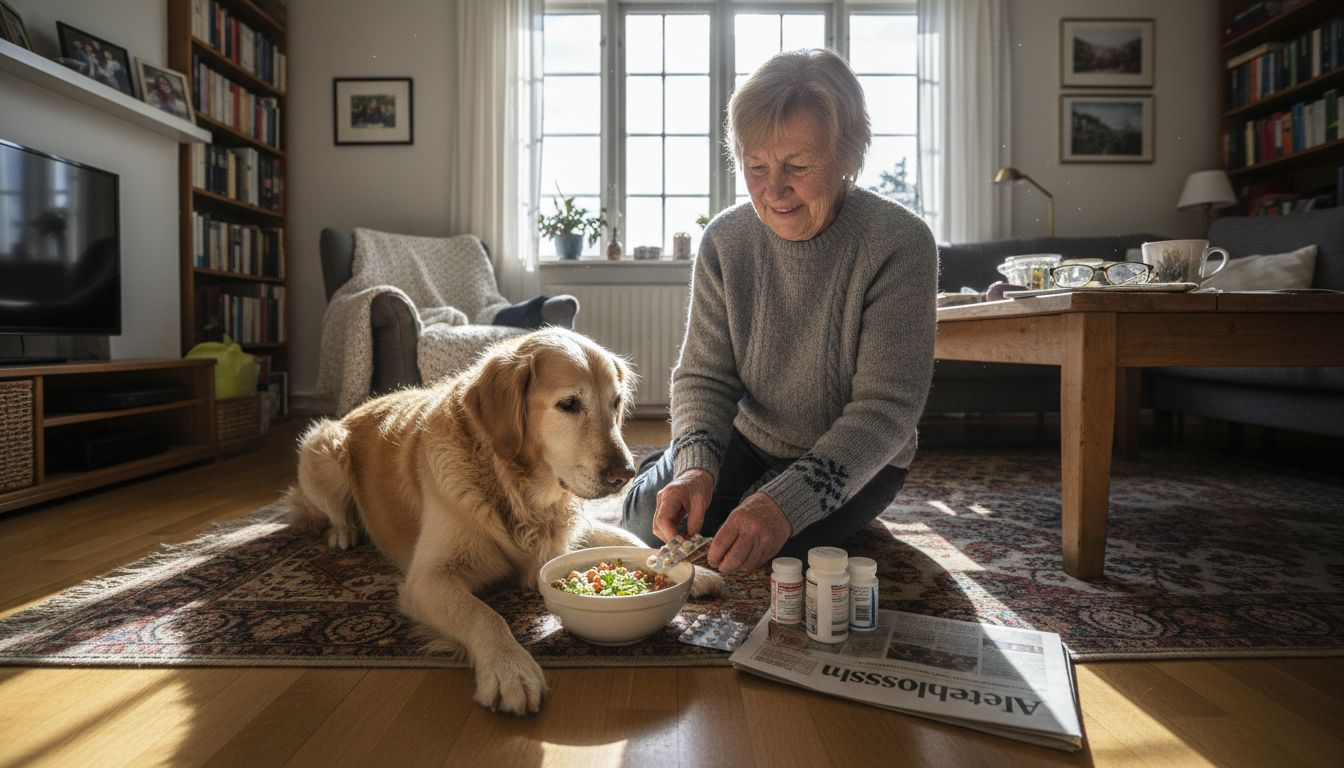 Hunden får egen spesialmat hjemme hos familien i Norge.