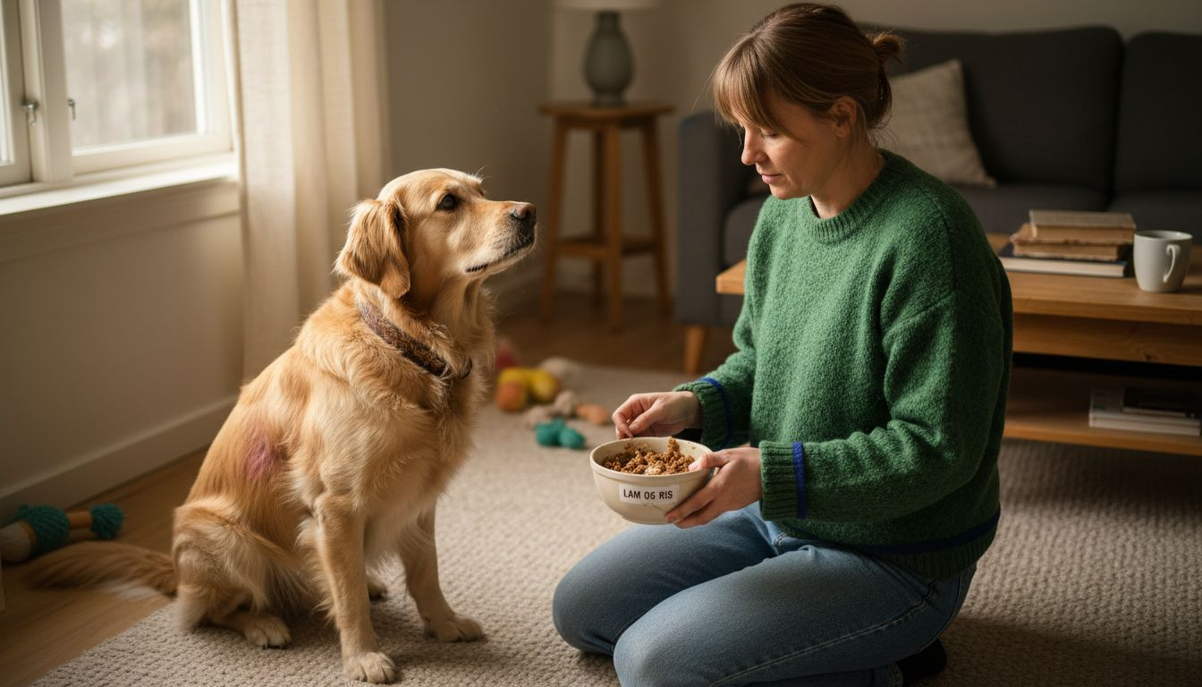 Hund med allergi får spesialfôr basert på én type protein.