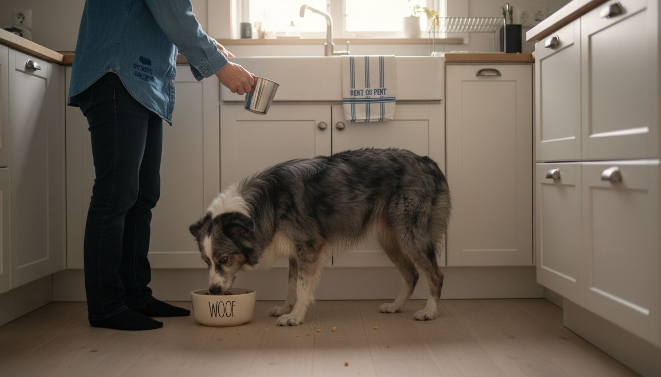 Hjemme får border collien min hundemat som er anbefalt av veterinær.