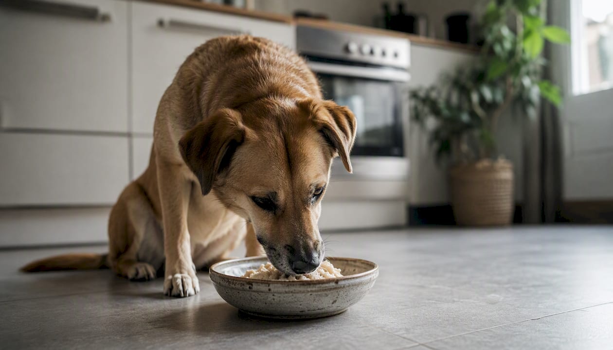 Hund på skånsom diett for følsom mage