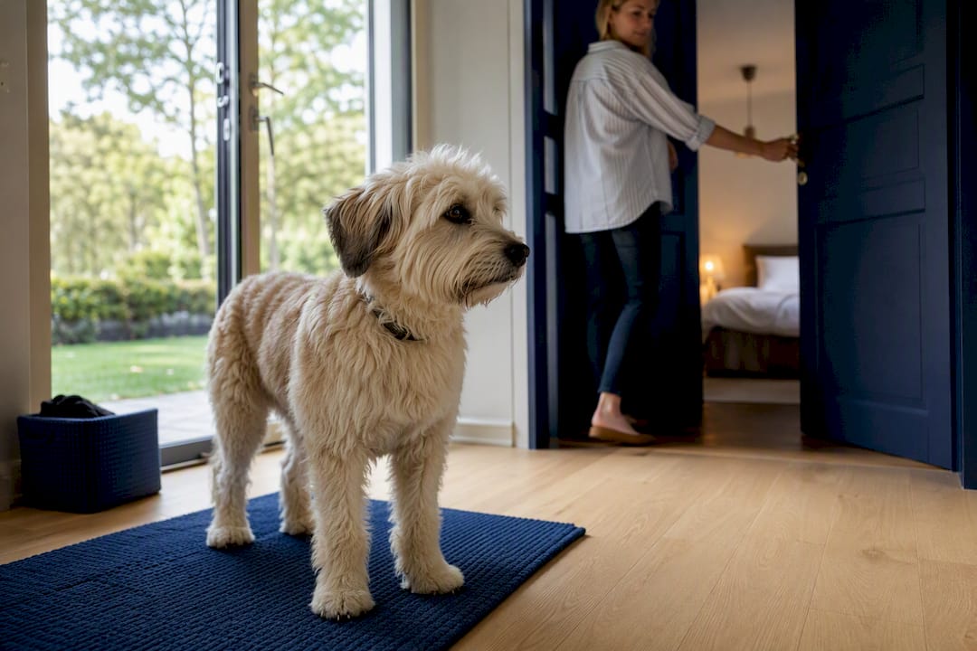 Hund og eier håndterer allergi hjemme