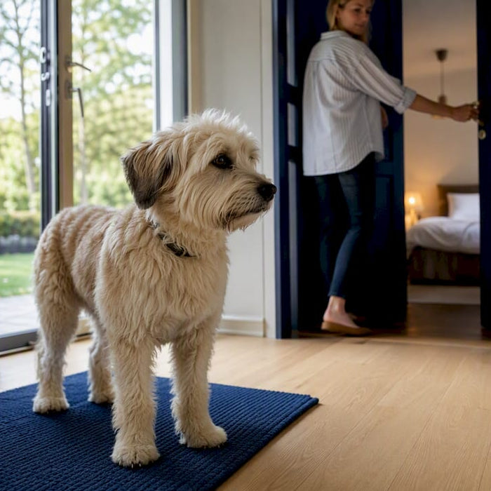 Hund og eier håndterer allergi hjemme