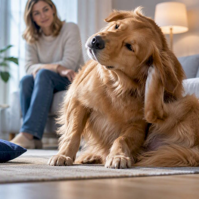 Hund som klør seg ved øret