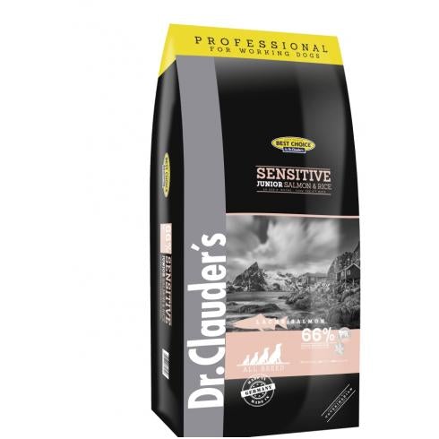 20kg Hvalpefoder med Laks og Ris | Glutenfri Hundefoder | Dr.Clauder's Tørfoder